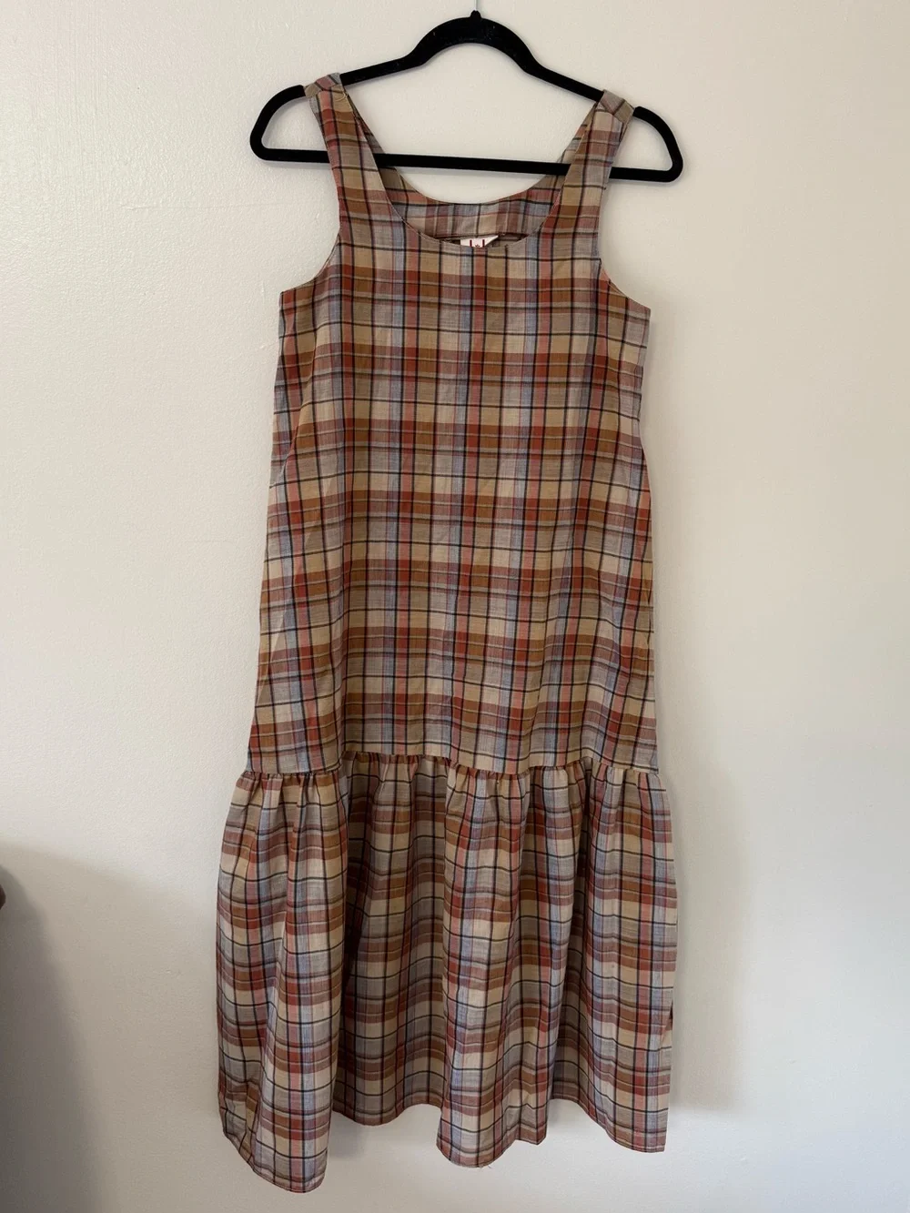 Vintage Y2K Plaid Tiered Midi Dress Size 7/8 Fairygrunge Whimsical Boho - Picture 1 of 11